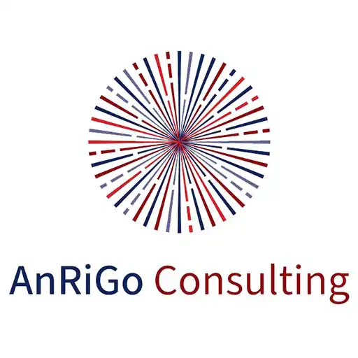 Das Logo von AnRiGo Consulting, sternförmige Strahlen in 2 Rot- und Blautöne, darunter der Text AnRiGo Cosulting